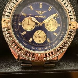 Avirex Navy and Gold Chronograph Watch